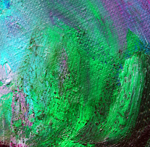abstract green blue painting by oil on canvas,  illustration
