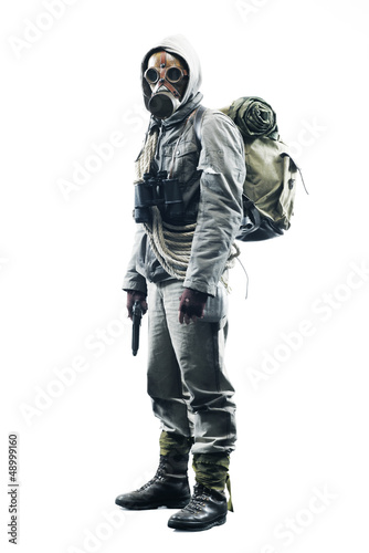 Fotografi Post apocalyptic survivor in gas mask