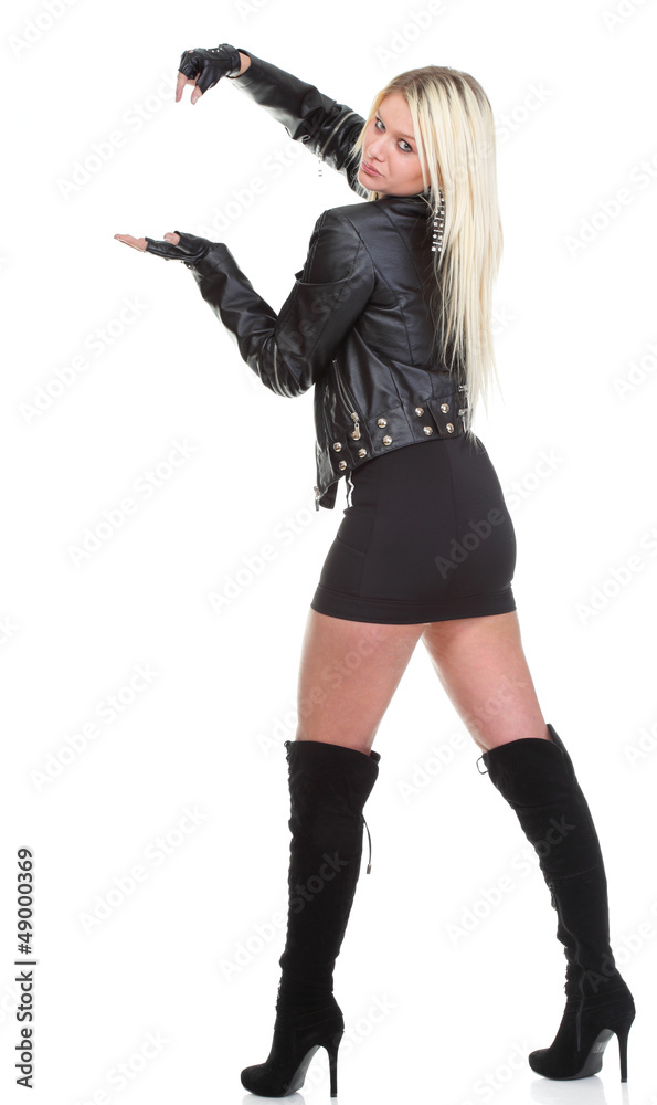 woman show demonstrate beautiful young female rock isolated woman show demonstrate beautiful young female rock isolated