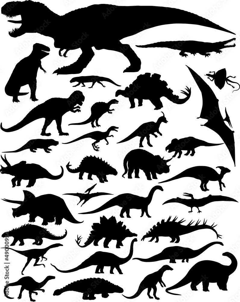 Obraz na plátně dinosaur silhouettes
