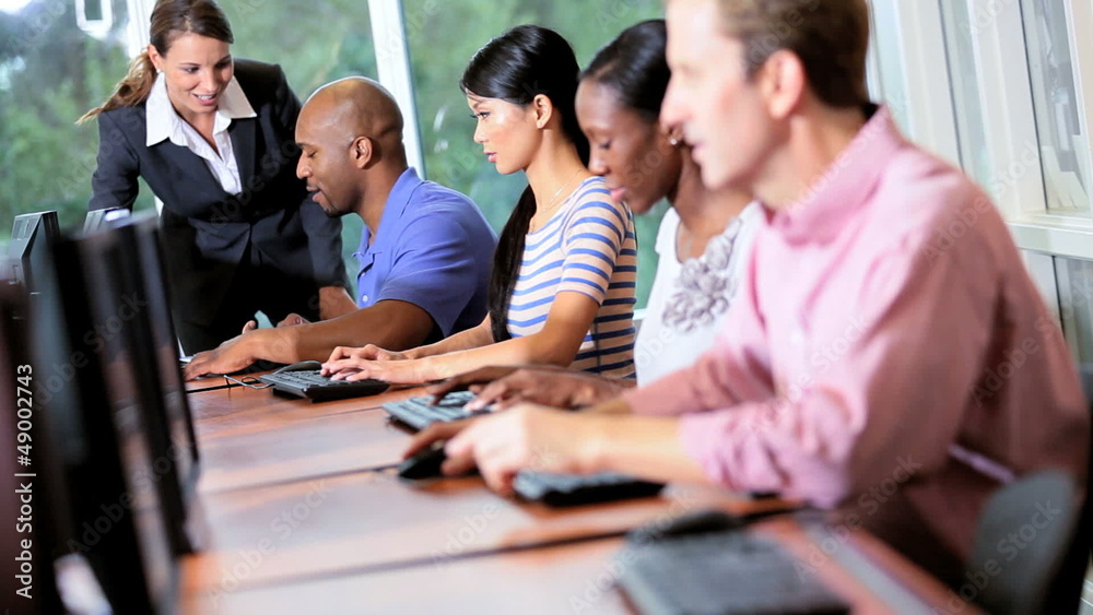 IT College Students Working with Tutor IT College Students Working with Tutor