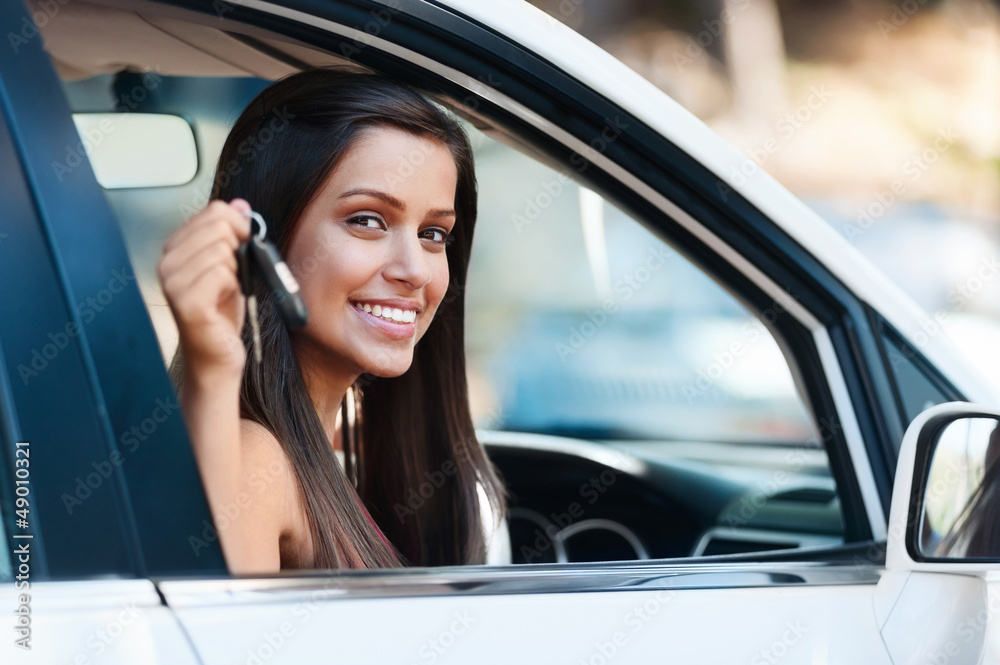 happy driving portrait