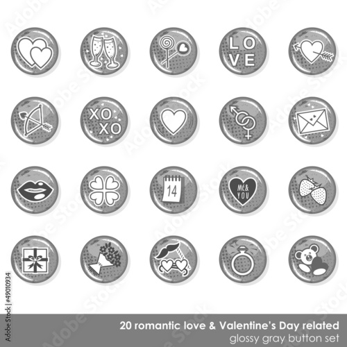 romantyczny zestaw błyszczących szarych ikon miłość walentynki