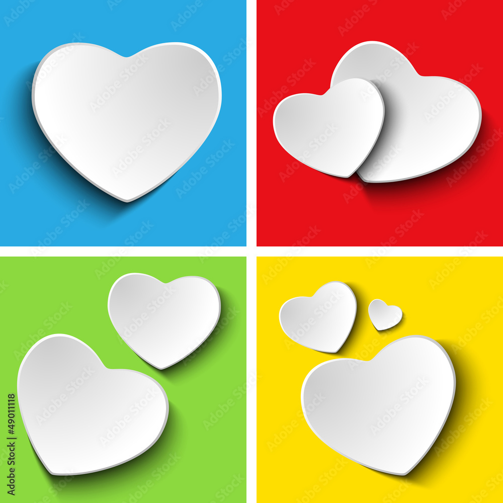 Valentines Day Set of Four Colorful Squares Valentines Day Set of Four Colorful Squares