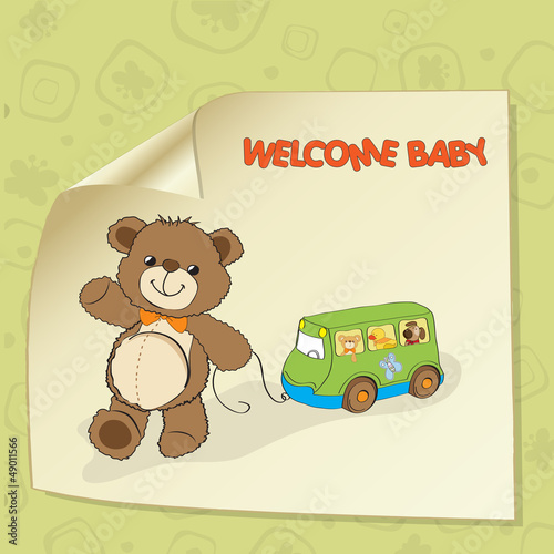 baby shower card with cute teddy bear