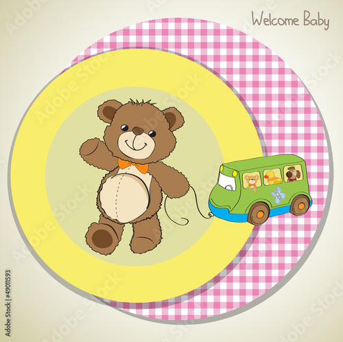 baby shower card with cute teddy bear