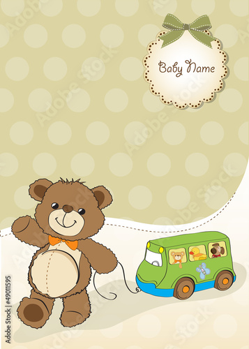 baby shower card with cute teddy bear