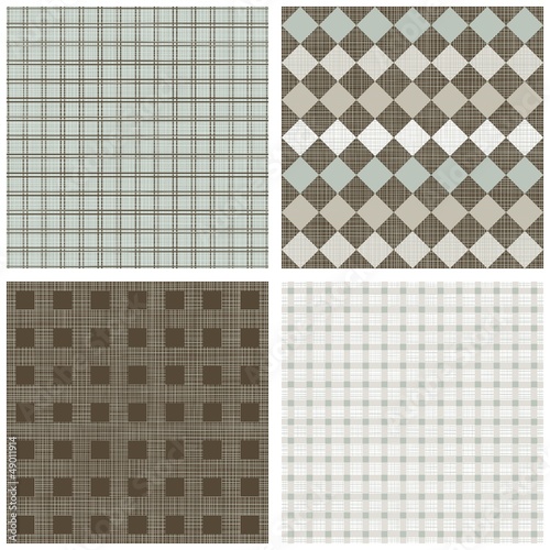 błękitny beżowy biały brązowy papier kratka romby zestaw