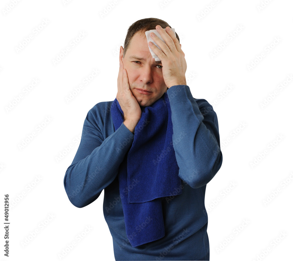 Man holding his head isolated on white background Man holding his head isolated on white background