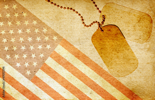 Vintage USA flag and ID tags