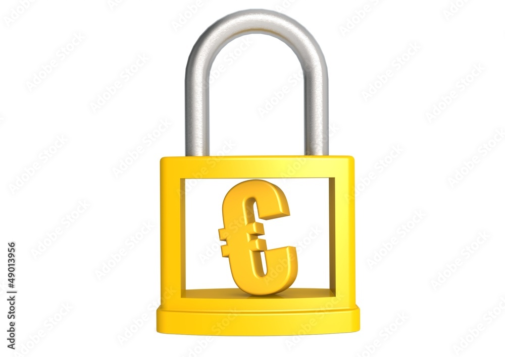 Euro in padlock Euro in padlock