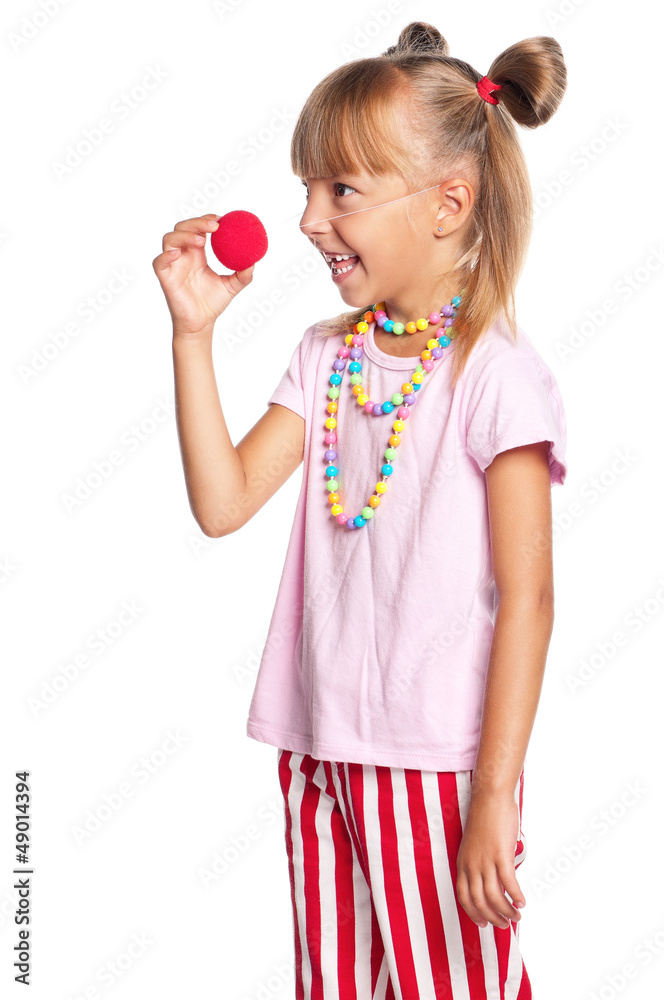 Little girl with clown nose Little girl with clown nose
