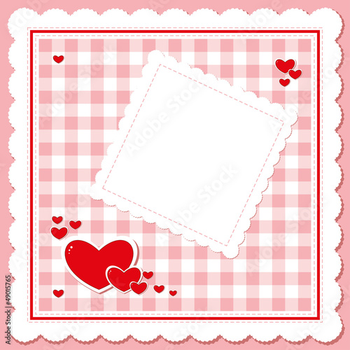 red hearts on the  pink checkered napkin
