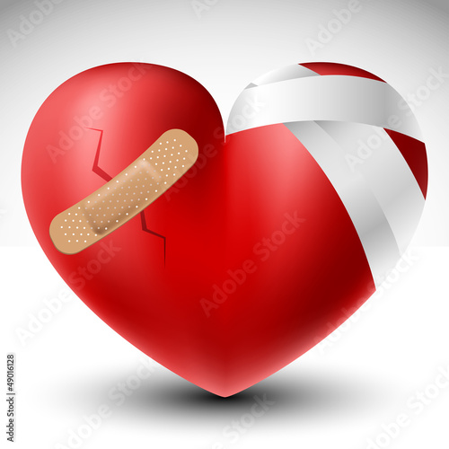 Broken heart with bandage