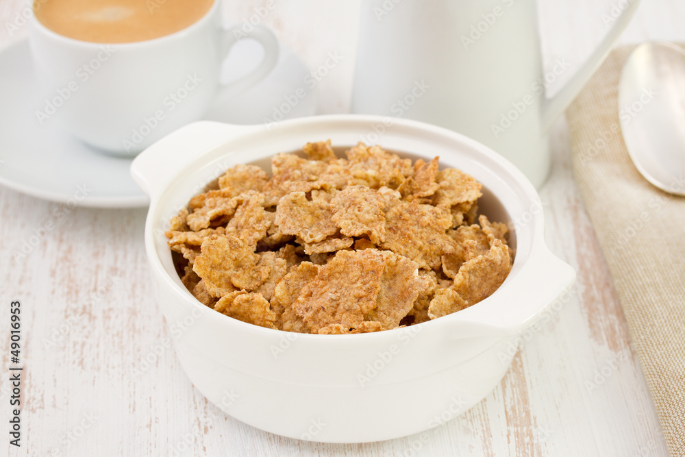 flakes in the bowl with coffee flakes in the bowl with coffee
