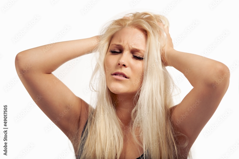 Frowning Woman Sick of Too Much Pressure