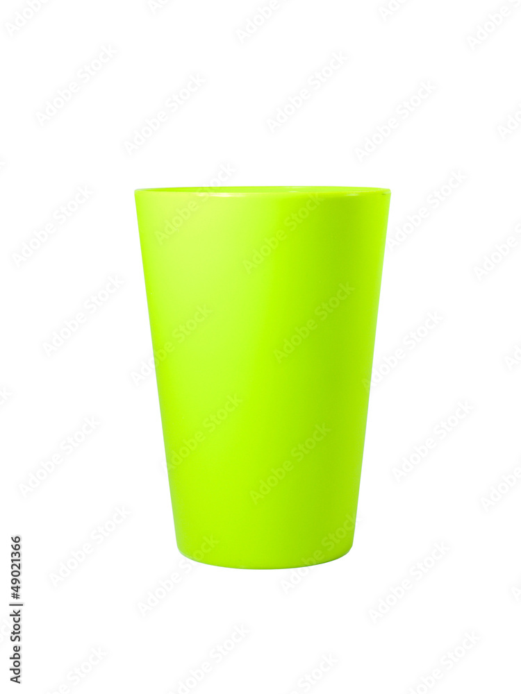 green plastic mug on white background green plastic mug on white background