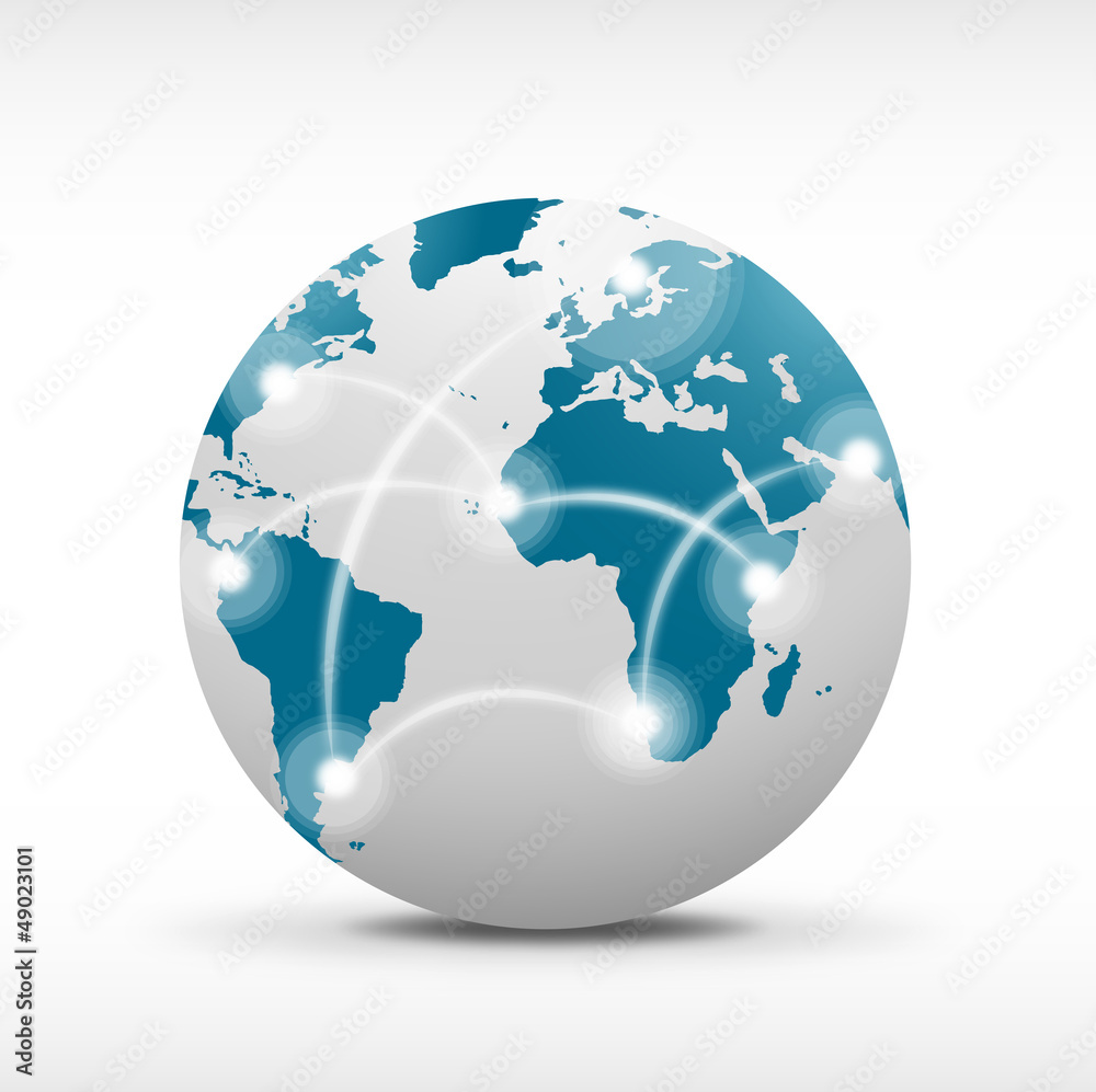 Vector globe connections network