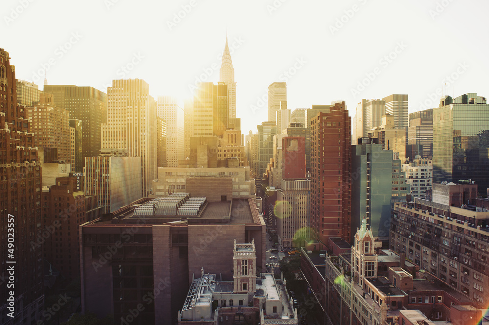 Fototapeta premium New York City Manhattan skyline view at sunshine.