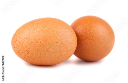 Pair of brown chicken eggs