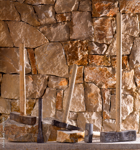 Hammer tools of stonecutter masonry work