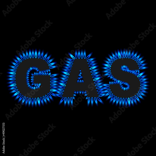 schriftzug gas mit flammen I