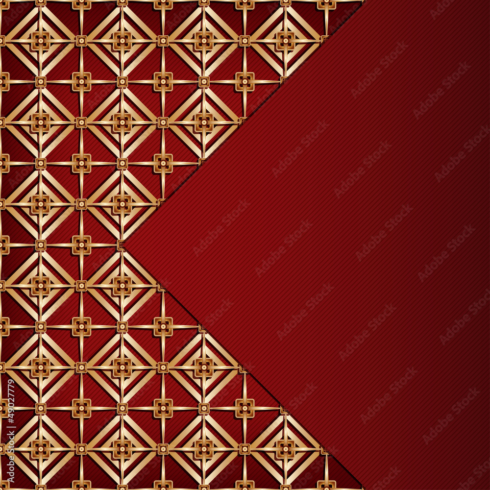 Brown background with gold pattern - vector illustration