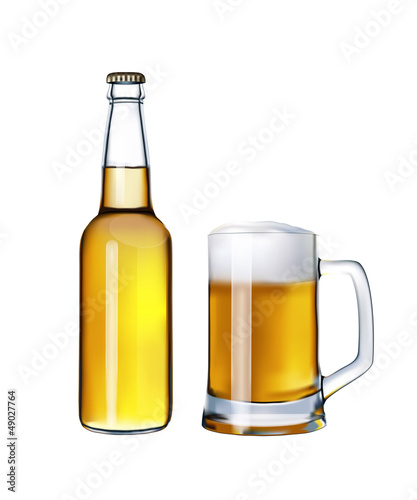 beer bottle with glass