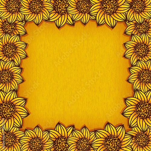 Yellow background with border of sunflowers