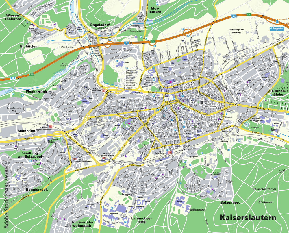 Fototapeta premium Citymap Kaiserslautern