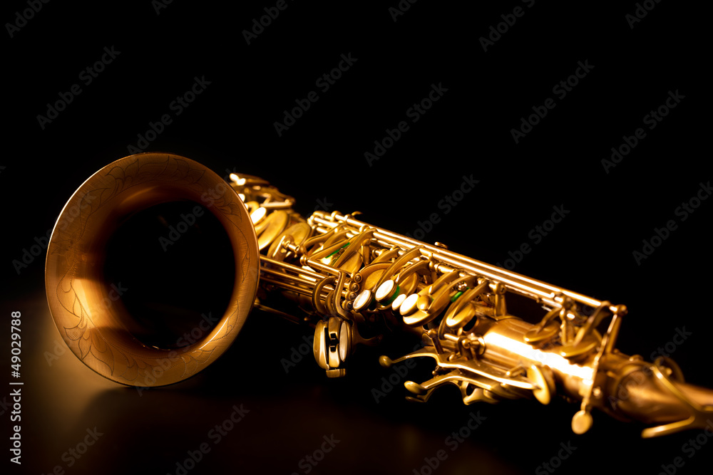 Fototapeta premium Tenor sax golden saxophone macro selective focus