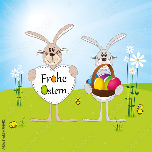 Frohe Ostern - Osterhasen - Osterei - Herz