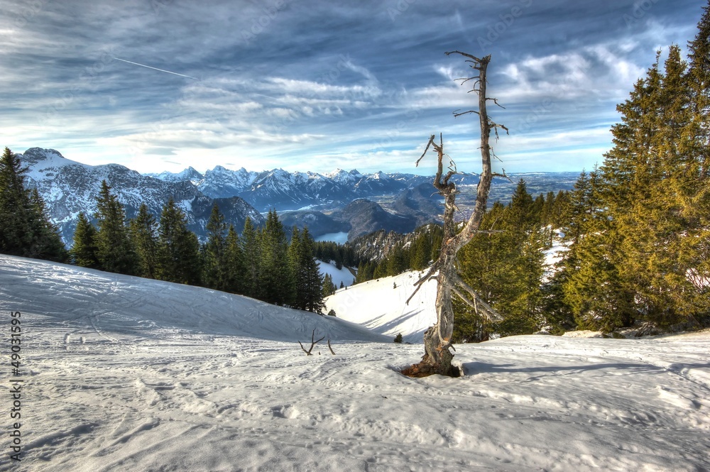 Berge im Winter (Blick vom Tegelberg auf die Allgäuer Alpen)