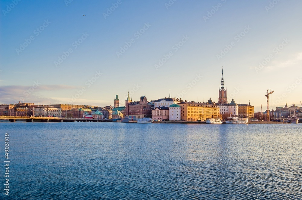Panorama of Stockholm Old Town at Dawn