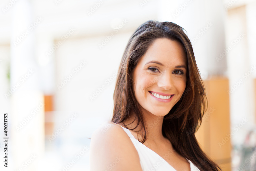 cute young woman in modern shopping center cute young woman in modern shopping center