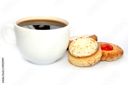 Coffee cup and cookies