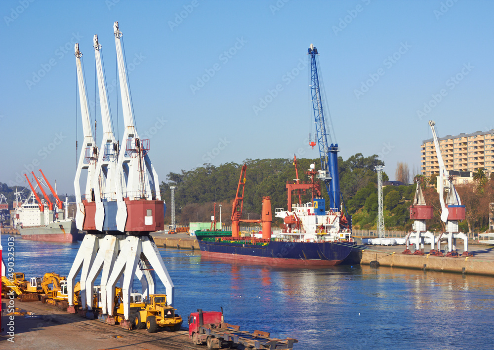 Fototapeta premium Port craines and Large ships