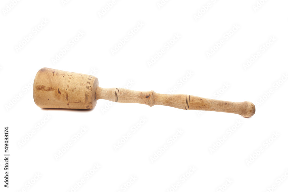 Wooden beater isolated on white background Wooden beater isolated on white background