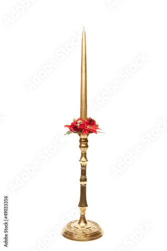 Gold candle stick isolated on white background