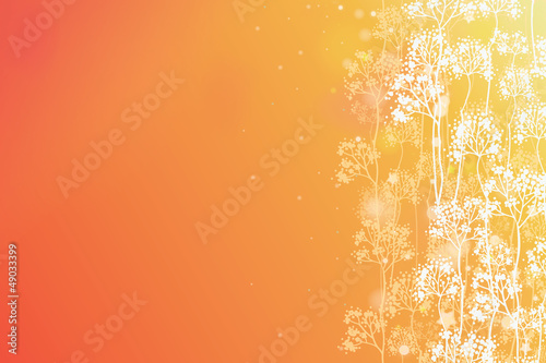 Vector magical autumn forest horizontal background with hand