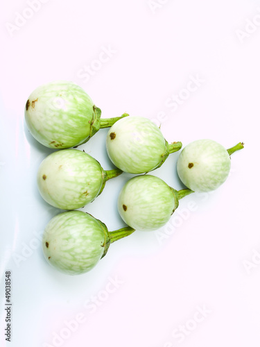 fresh green eggplants  CHIONATHUS PARKINONII   isolated on white