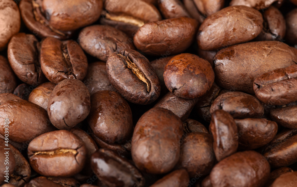 Macro background texture of roasted coffee beans Macro background texture of roasted coffee beans