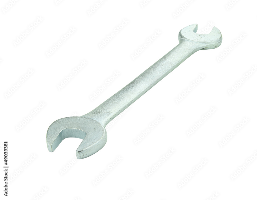 stainless steel wrench on white stainless steel wrench on white