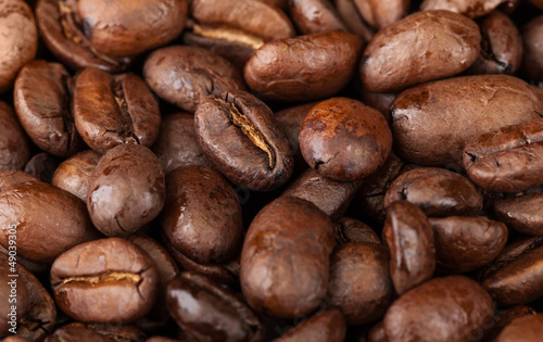 Macro background texture of roasted coffee beans