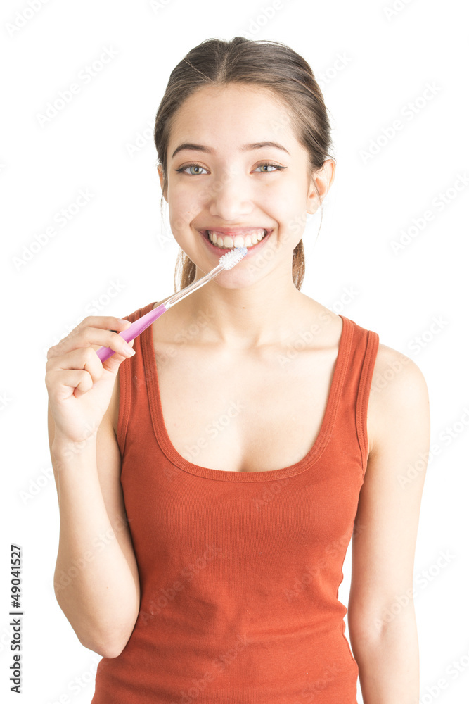 Attractive young woman holding toothbrush Attractive young woman holding toothbrush