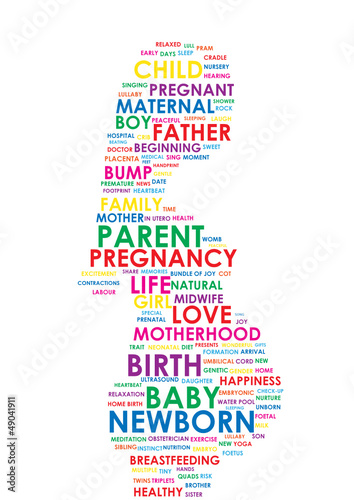 PREGNANCY Tag Cloud (pregnant silhouette birth mother baby)