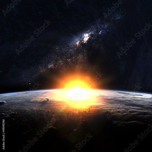 Fototapeta Naklejka Na Ścianę i Meble -  Earth with rising sun