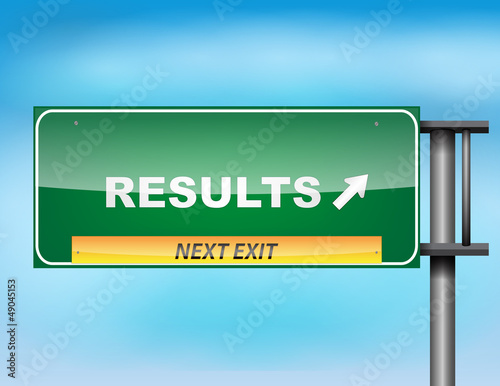 Highway sign with "Results" text