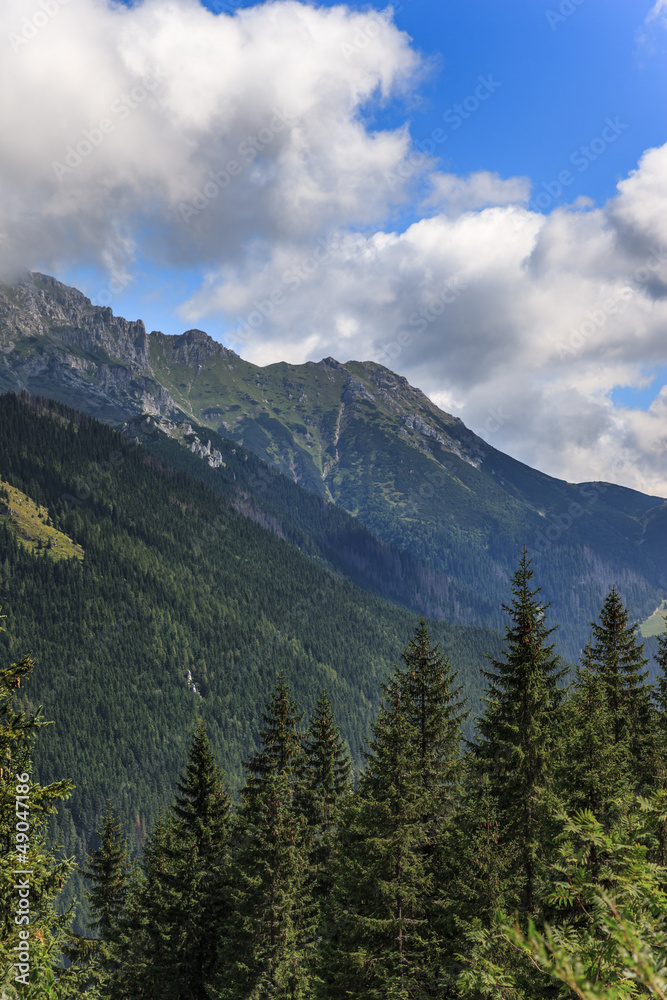 Mountain landscape in the Tatra National Park, Poland.