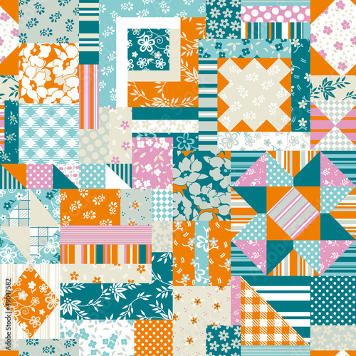 Patchwork quilt seamless vector pattern